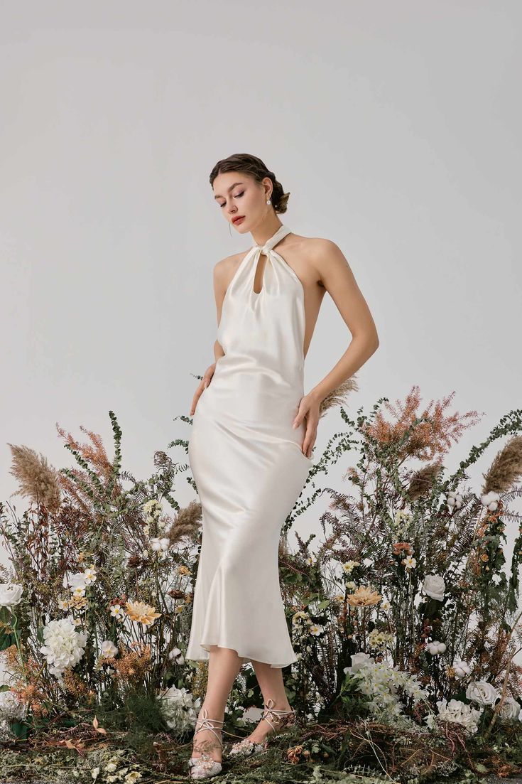 Front Cross Halter Neck Silk Dress _ Bridal Collection _ Little White Dresses (1)