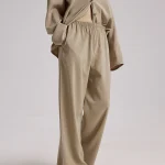 HANavixir Quần Lụa Ống Suông Cao Cấp Màu Beige Thanh Lịch